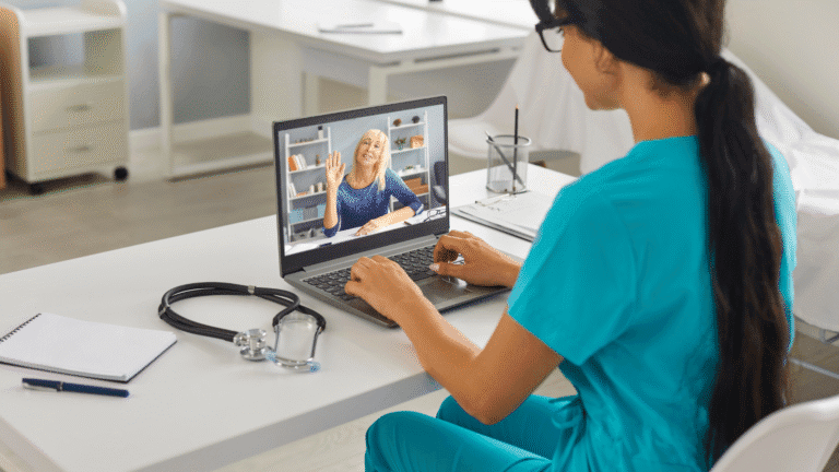 Provider conducting telehealth urgent care in Arizona