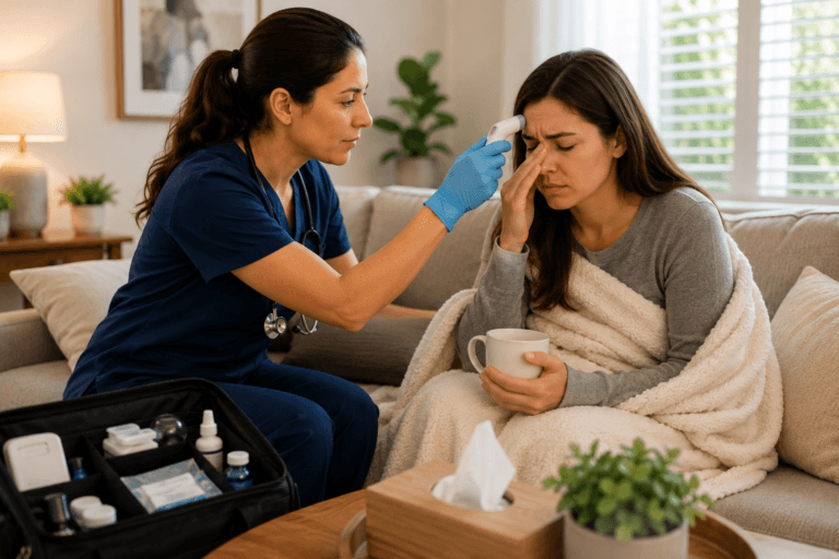 mobile urgent care doctor treating sinus infection at home