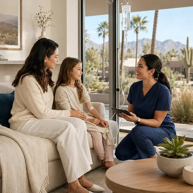 YA Medical house call doctor visiting a family in Phoenix AZ